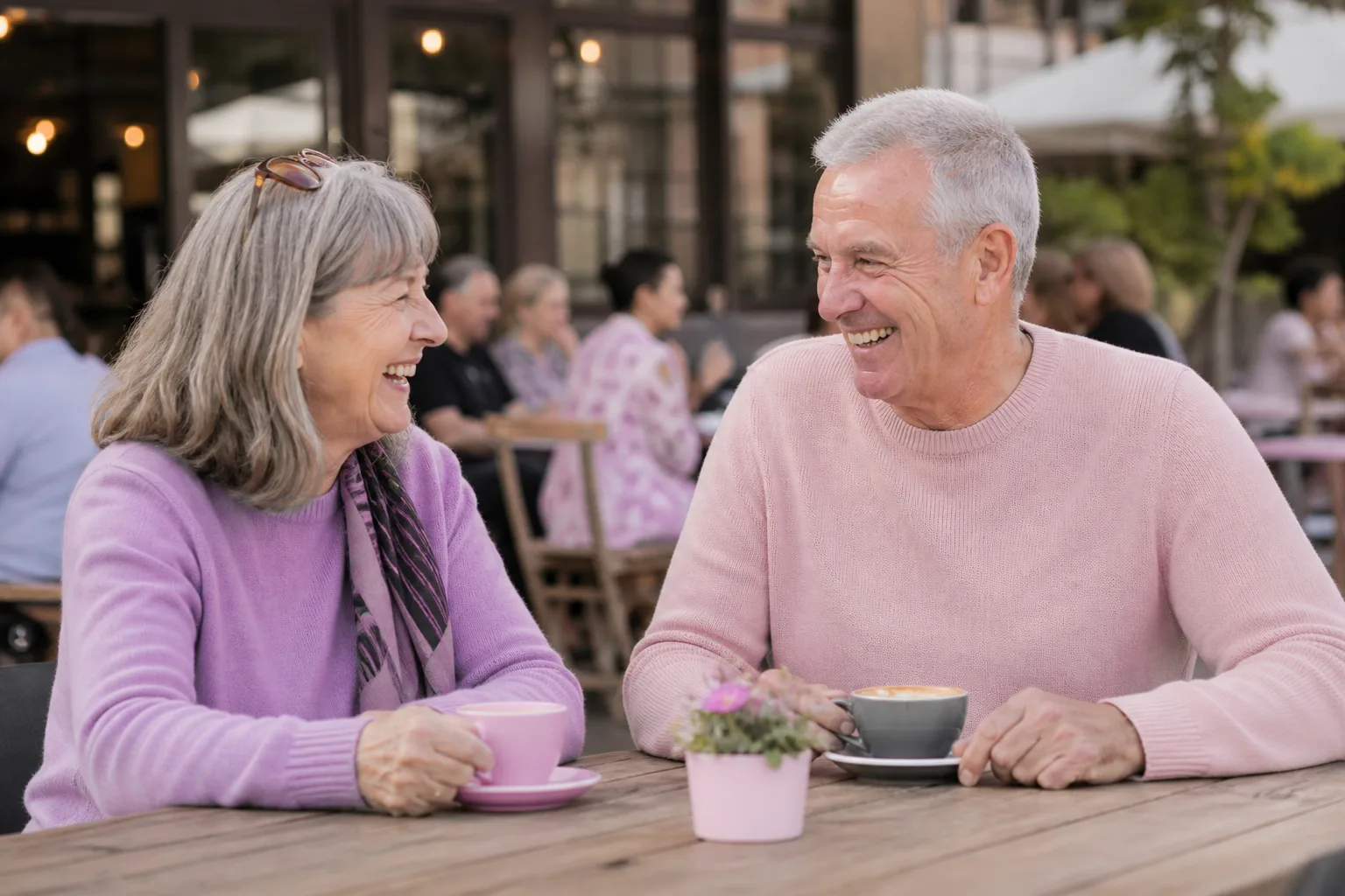 A widowed couple talking over coffee in Cleveland